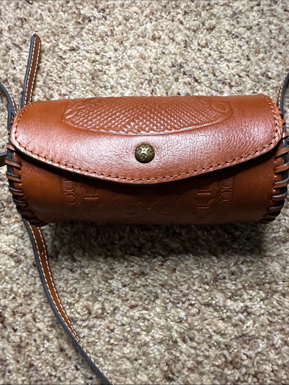 Patricia Nash Saddle Leather Crossbody in Warm Tan